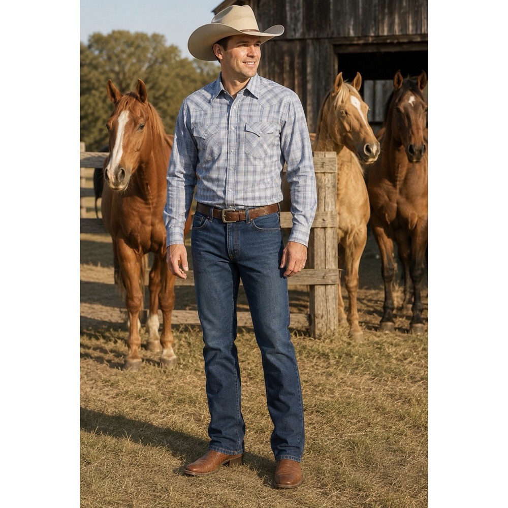 Wrangler Straight Fit Jeans Mens 36x30 Blue Denim Medium Wash